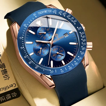 2023 Нови мъжки кварцов часовник Луксозни спортни хронограф водоустойчив със светлата дата, мъжки ръчен часовник, бизнес кожени мъжки часовници, часовници