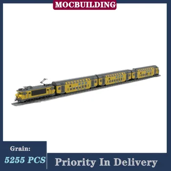 Двуетажна влак MOC City, модел градивен, монтаж на превозни средства, събиране на локомотив, серия детски играчки, подаръци