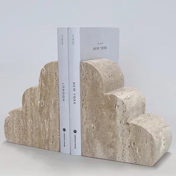 Поставка за книги от пещерен камък, Луксозна Мраморна дисплей за съхранение на книги, украса за дома плот